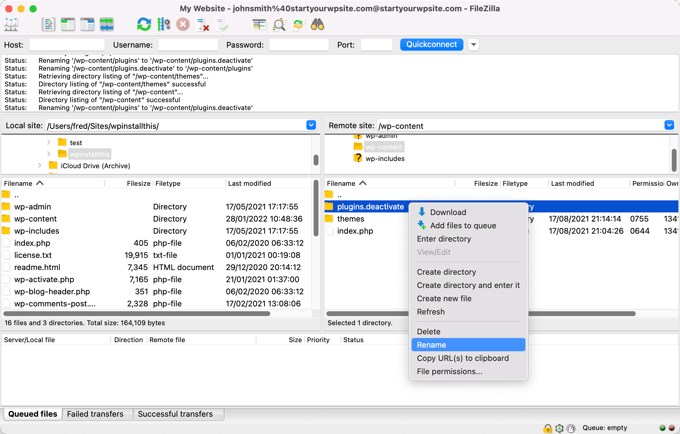 Nonaktifkan Plugin Secara Manual