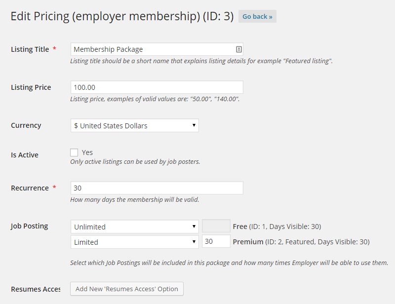 Paket Keanggotaan WPJobBoard