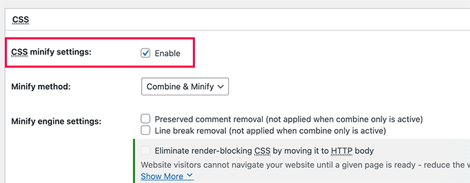 Aktifkan CSS minify