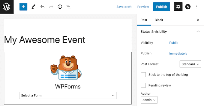 Blok WPForms.