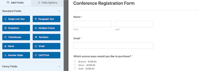 Contoh formulir pendaftaran WPForms