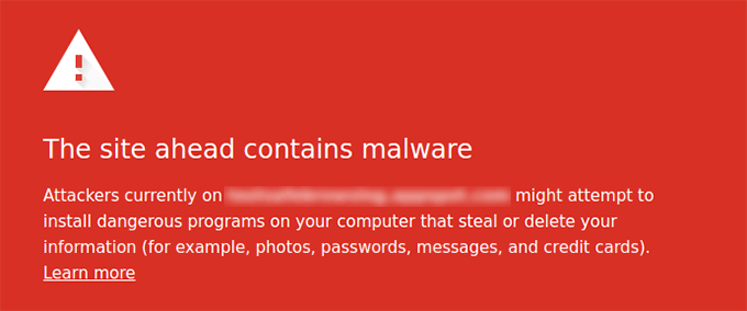 Peringatan malware penjelajahan aman Google