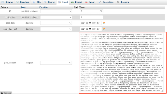 Postingan dengan format HTML