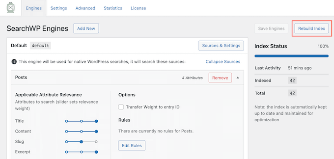 Membangun kembali indeks pencarian WordPress