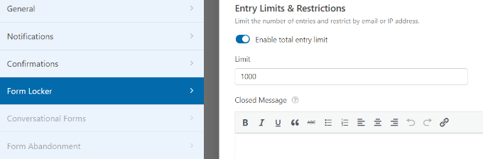 Tetapkan batas entri formulir