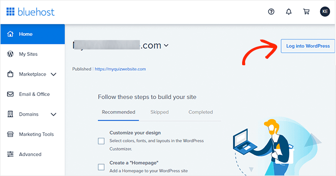 Panel kontrol Bluehost