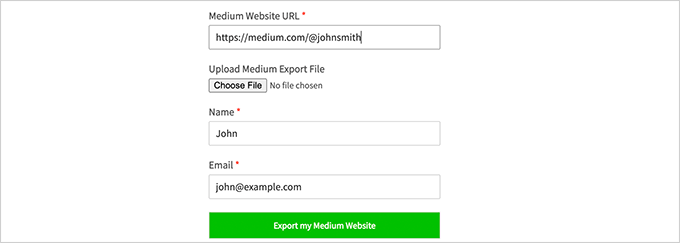 Masukkan URL profil Medium Anda