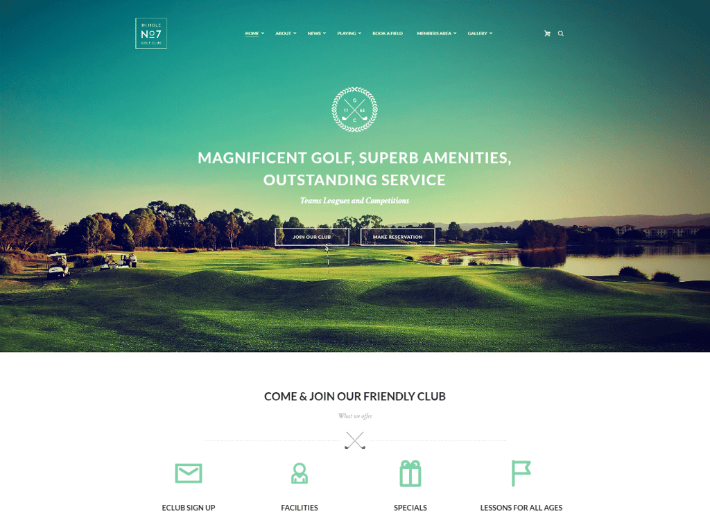 N7 - Klub Golf & Lapangan Olahraga & Acara Tema WordPress