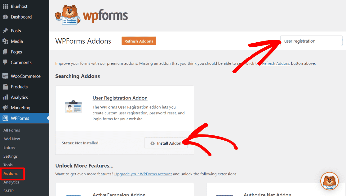 Instal Addon Pendaftaran Pengguna WPForms