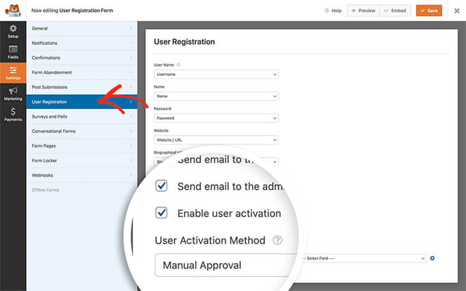 Aktifkan Persetujuan Admin untuk Pendaftaran Pengguna di WPForms