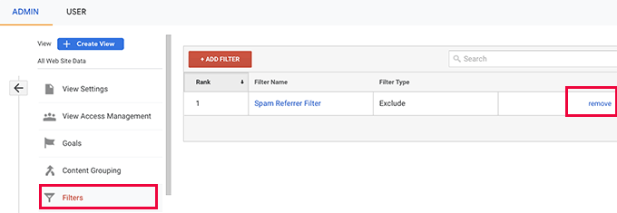 Edit atau hapus filter di Google Analytics