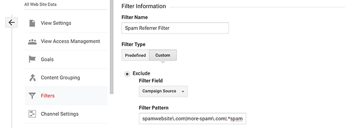 Filter perujuk spam dari laporan Google Analytics