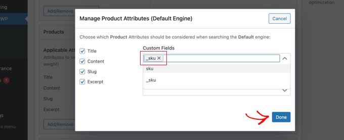 Pilih _sku Dari Menu Drop Down Bidang Kustom