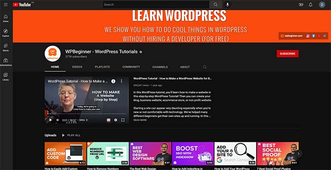 WPBeginner di YouTube