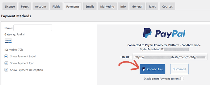 Hubungkan MemberPress ke PayPal Commerce