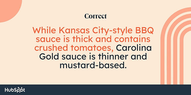 Aturan koma: Sementara saus BBQ gaya Kansas City kental dan mengandung tomat yang dihancurkan, saus Carolina Gold lebih tipis dan berbahan dasar mustard.