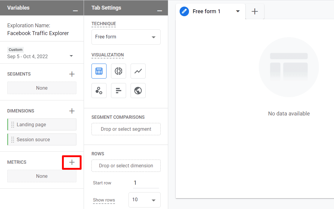 Tambahkan Metrik ke laporan khusus GA4