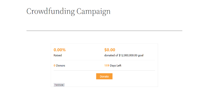 Pratinjau crowdfunding di WP Charitable