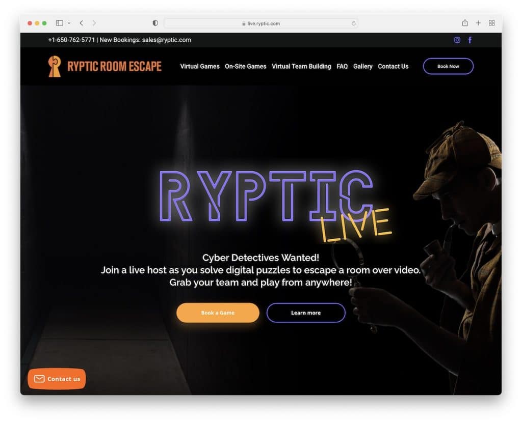 situs web ryptic room escape weblium