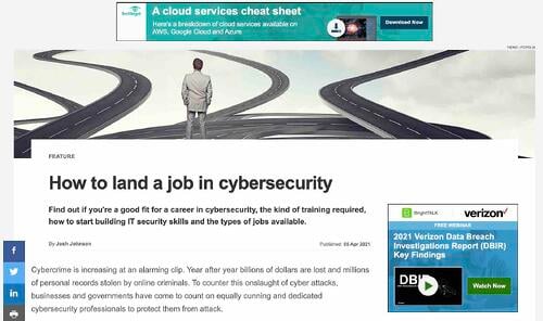 ide blog unik, artikel TechTarget tentang cara mendapatkan pekerjaan di cybersecurity