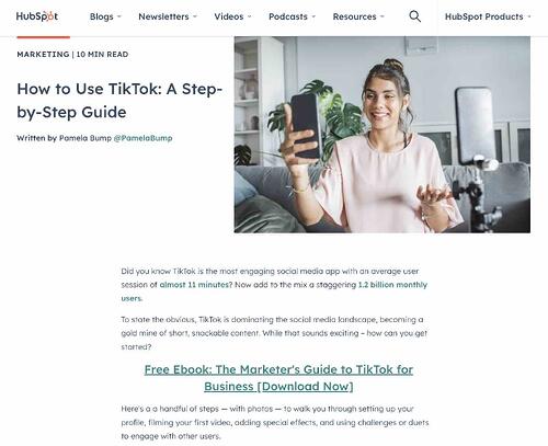 ide blog unik, posting HubSpot tentang cara menggunakan Tiktok