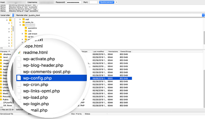 Edit file wp-config menggunakan FTP