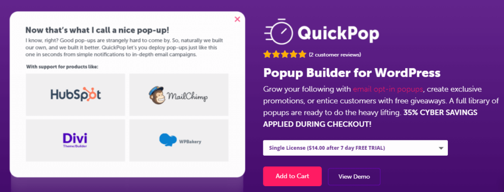 Pembuat Popup QuickPop untuk WordPress