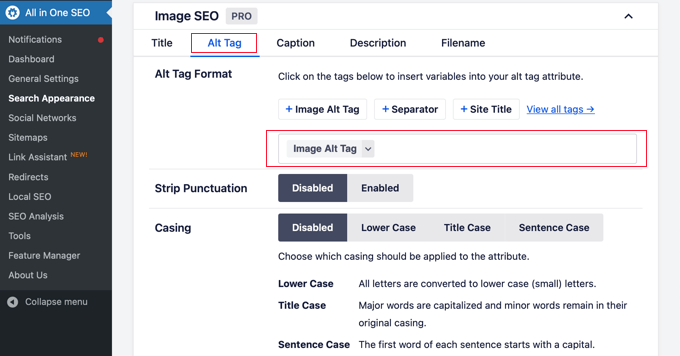 Menyesuaikan Alt Tag di AIOSEO