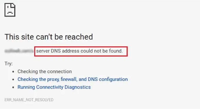 Pratinjau kesalahan server DNS tidak merespons