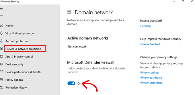 Nonaktifkan sakelar firewall