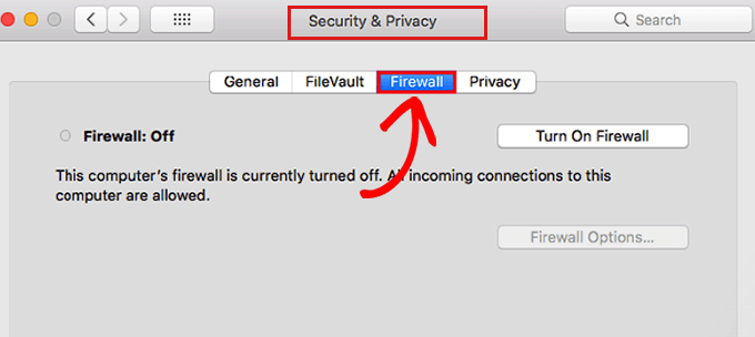 Matikan Firewall di Mac