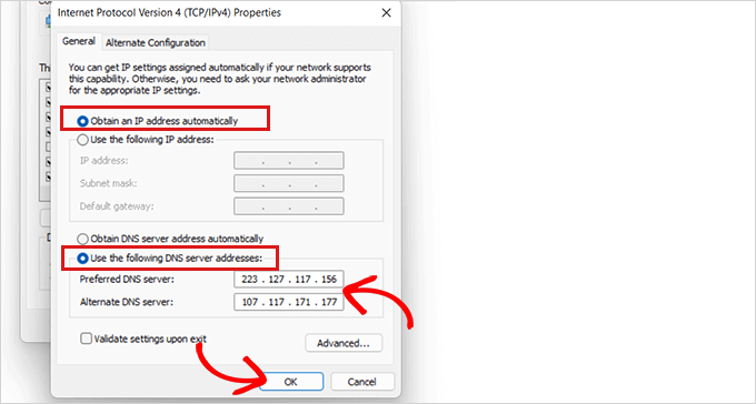 Ketikkan DNS pilihan Anda