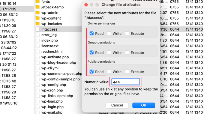 Mengubah Izin File .htaccess ke 444 atau Read-Only