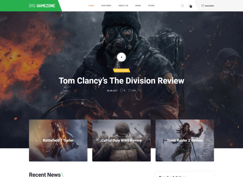 Gamezone - Blog Permainan Video & Tema WordPress Toko Esports