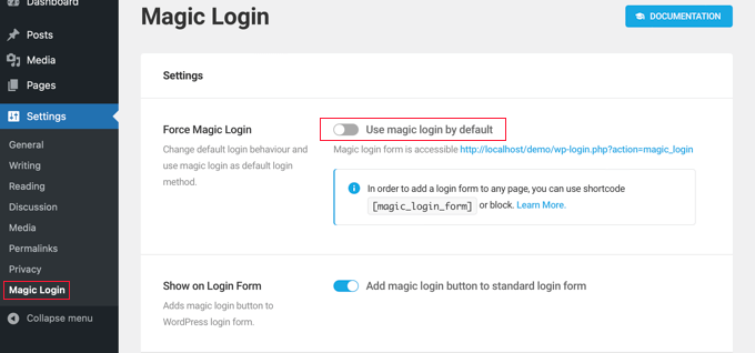 Pengaturan Login Ajaib