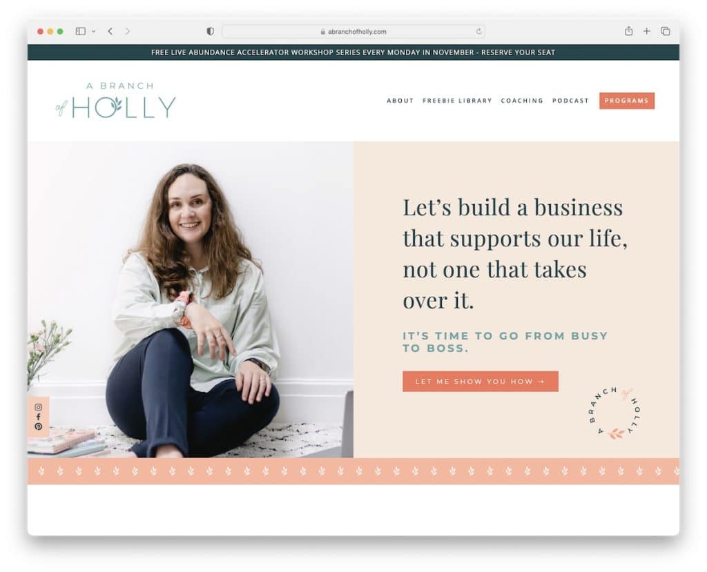 cabang situs web pelatih holly