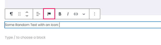 Tombol font ikon di toolbar blok