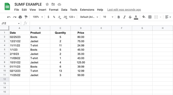 sumif google sheets, contoh sumif google sheets