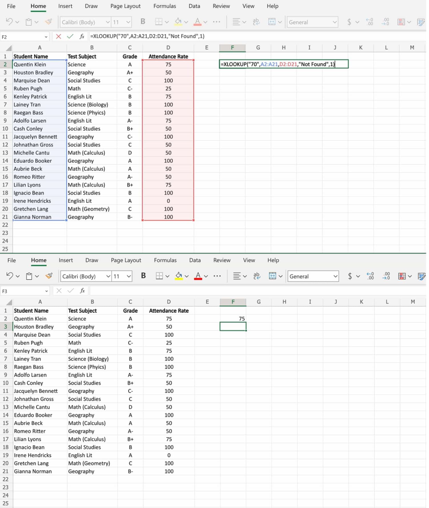 contoh xlookup, Excel