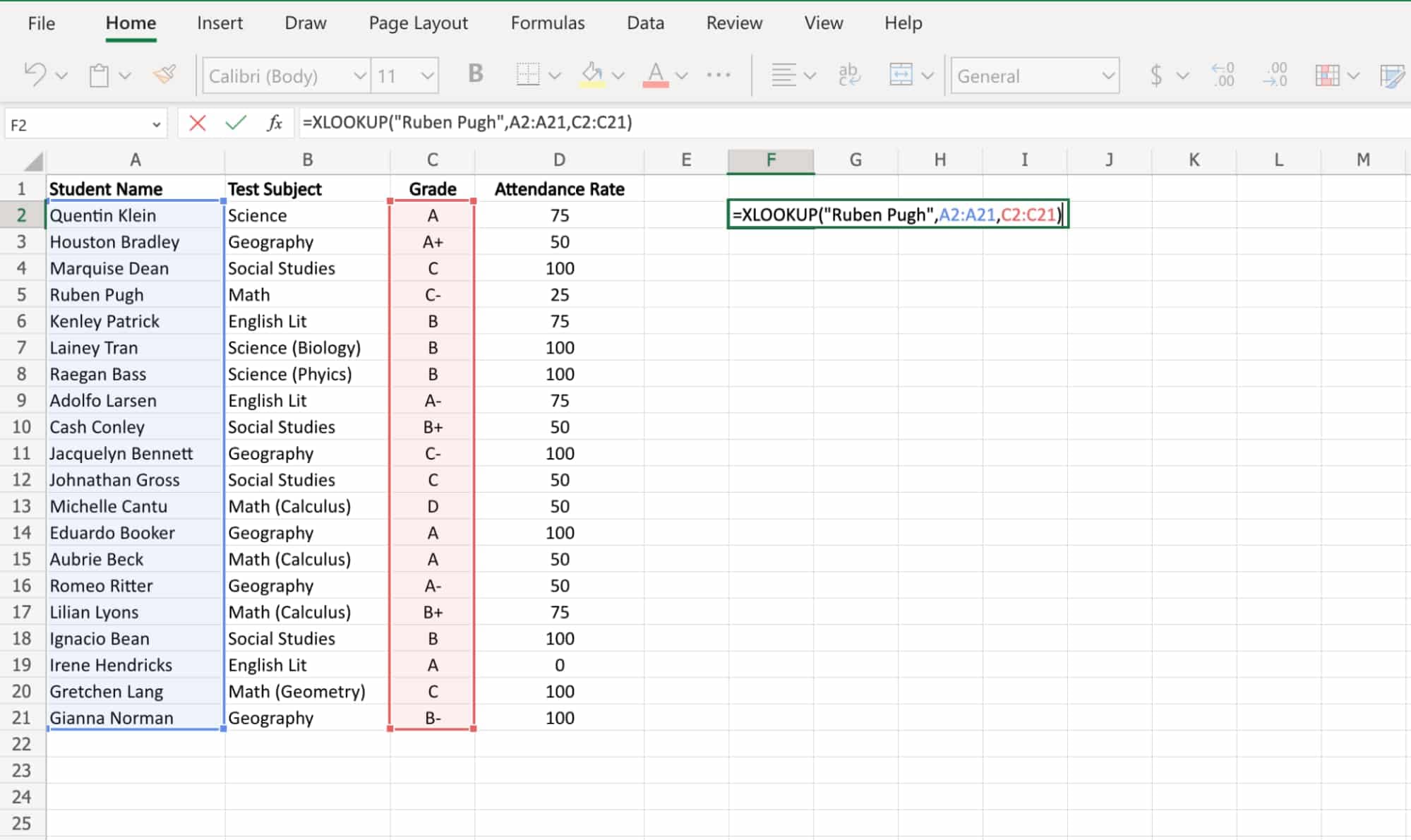 contoh xlookup, Excel