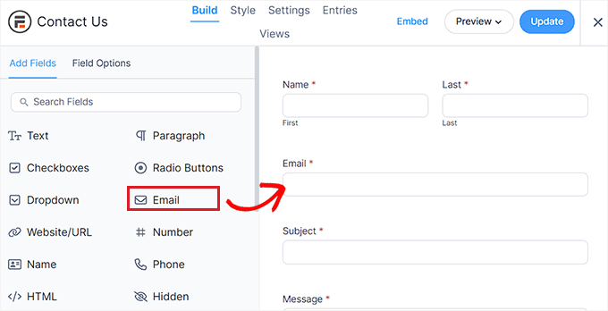 Simpan formulir Anda dengan mengklik tombol Perbarui di bagian atas