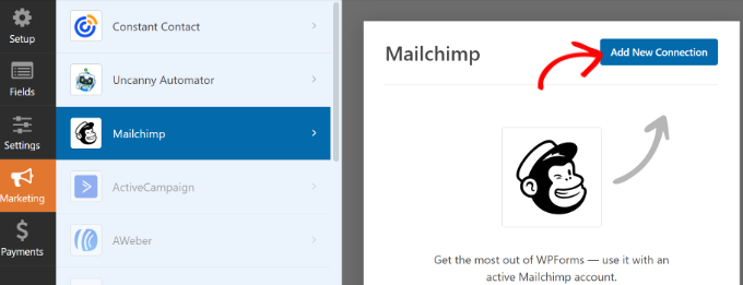 Tambahkan koneksi Mailchimp baru