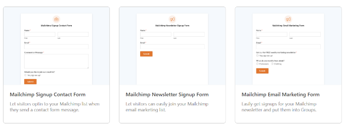 Templat formulir Mailchimp