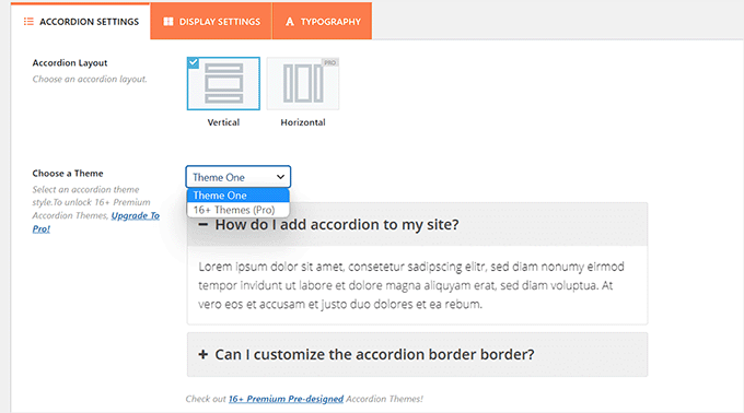 Pengaturan kustomisasi Accordion yang mudah